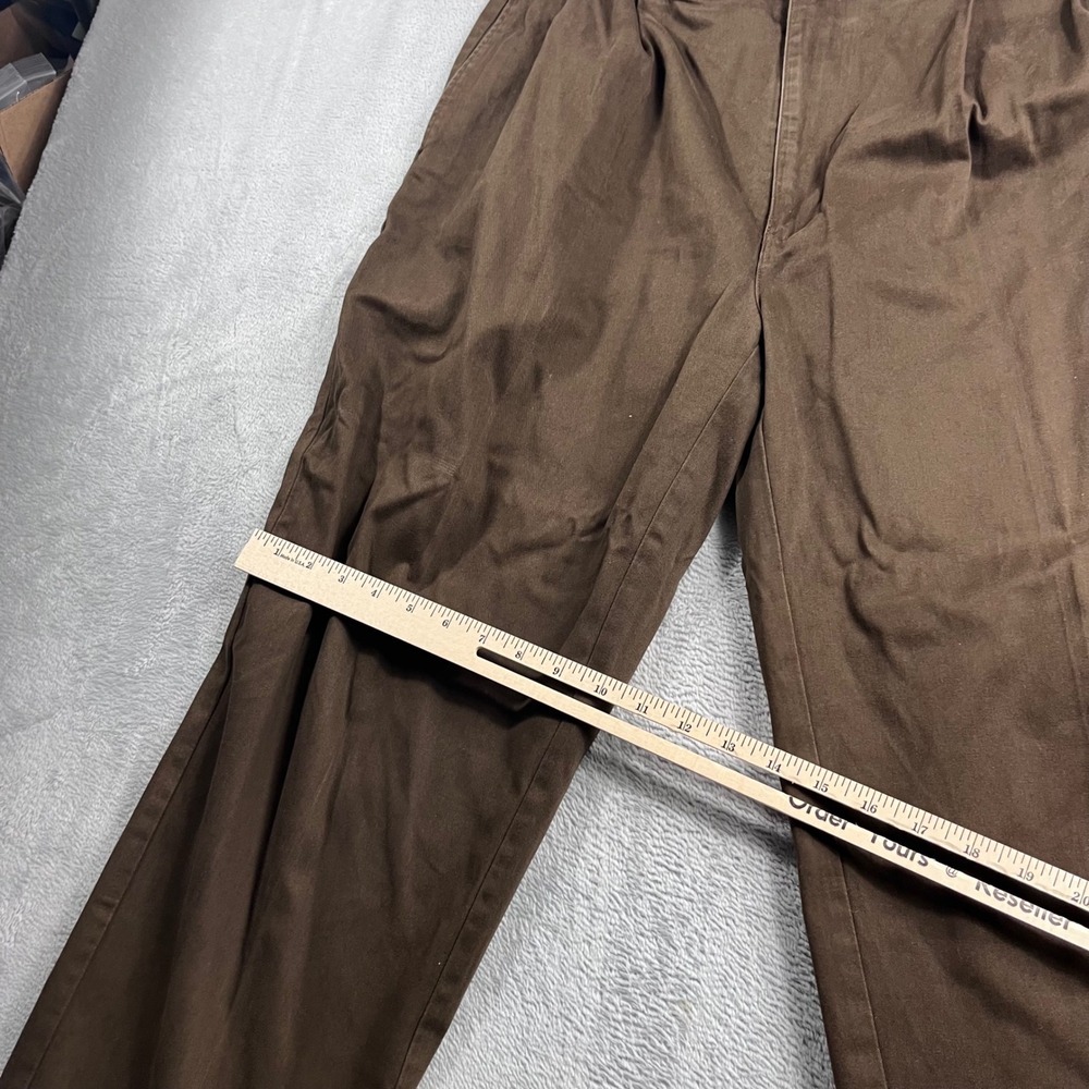 Polo Ralph Lauren Hammond Pant Mens 36/30 Brown Pleated Cuffed Cotton Chinos - Picture 9 of 12
